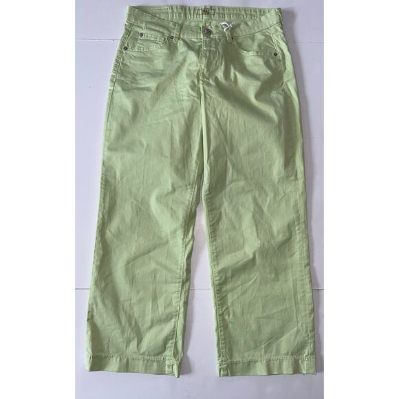 MAC Rich Culotte Jeans Women 36 Lime Green Straight Lightweight Rhinestone NWT